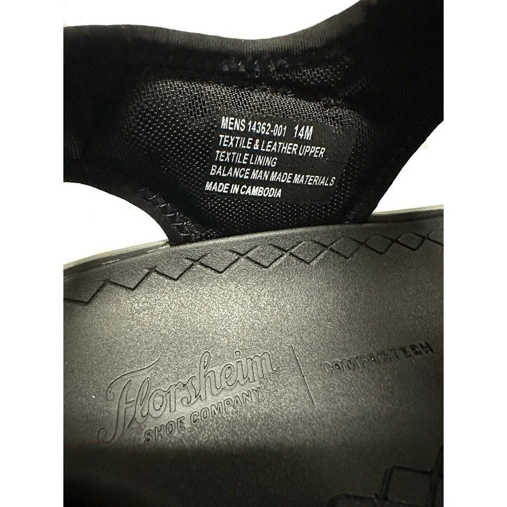 NEW Florsheim Mens Size 14 Tread Lite Black Leather Cushioned River Sport Sandal
